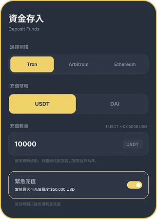 資金存入示意卡片